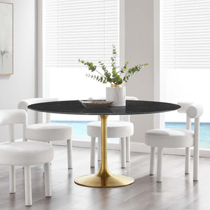 Modway Furniture Lippa 60" Round Faux Marble Dining Table - Elegant Mid-Century Design with Gold and Black Finishes EEI-5241-GLD-BLK