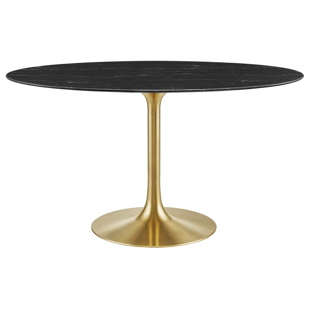 Modway Furniture Lippa 54" Oval Faux Marble Dining Table - Mid-Century Elegance with Gold Tapered Base for 4 EEI-5242-GLD-BLK