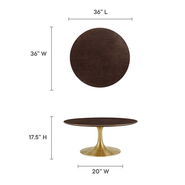 Modway Furniture Lippa 36" Round Coffee Table - Modern Mid-Century Design with Gold Pedestal, Durable and Stylish EEI-5244-GLD-CHE