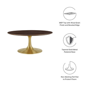 Modway Furniture Lippa 36" Round Coffee Table - Modern Mid-Century Design with Gold Pedestal, Durable and Stylish EEI-5244-GLD-CHE