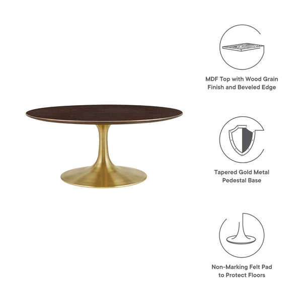 Modway Furniture Lippa 36" Round Coffee Table - Modern Mid-Century Design with Gold Pedestal, Durable and Stylish EEI-5244-GLD-CHE