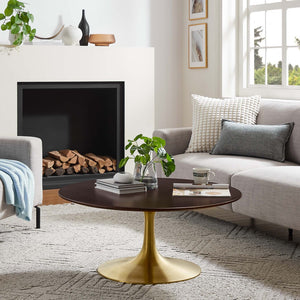 Modway Furniture Lippa 36" Round Coffee Table - Modern Mid-Century Design with Gold Pedestal, Durable and Stylish EEI-5244-GLD-CHE