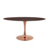 Modway Furniture Lippa 60" Oval Wood Dining Table Rose Cherry Walnut 60 x 35.5 x 28.5