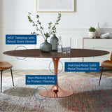 Modway Furniture Lippa 78" Oval Wood Dining Table Rose Cherry Walnut 78 x 47 x 28.5