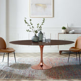 Modway Furniture Lippa 78" Oval Wood Dining Table Rose Cherry Walnut 78 x 47 x 28.5