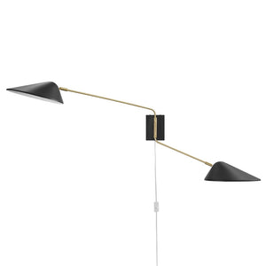 Modway Furniture Journey 2-Light Swing Arm Wall Sconce - Mid-Century Modern Design with Adjustable Lighting Control EEI-5294-BLK