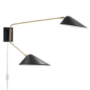 Modway Furniture Journey 2-Light Swing Arm Wall Sconce - Mid-Century Modern Design with Adjustable Lighting Control EEI-5294-BLK