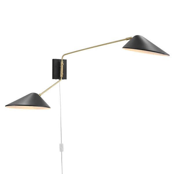 Modway Furniture Journey 2-Light Swing Arm Wall Sconce - Mid-Century Modern Design with Adjustable Lighting Control EEI-5294-BLK