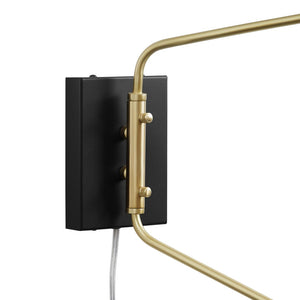 Modway Furniture Journey 2-Light Swing Arm Wall Sconce - Mid-Century Modern Design with Adjustable Lighting Control EEI-5294-BLK