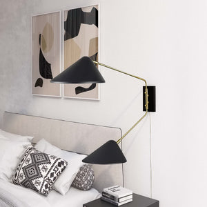 Modway Furniture Journey 2-Light Swing Arm Wall Sconce - Mid-Century Modern Design with Adjustable Lighting Control EEI-5294-BLK