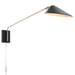 Modway Furniture Journey 24" Adjustable Swing Arm Wall Sconce - Mid-Century Modern Lighting for Elegant Spaces EEI-5295-BLK