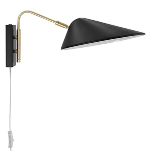 Modway Furniture Journey 7" Swing Arm Wall Sconce - Mid-Century Modern Design for Flexible Task Lighting & Style Black EEI-5296-BLK