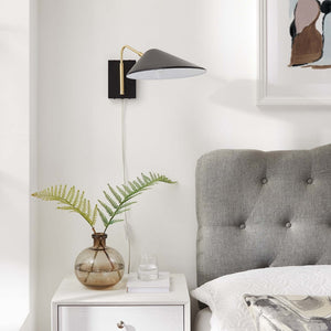 Modway Furniture Journey 7" Swing Arm Wall Sconce - Mid-Century Modern Design for Flexible Task Lighting & Style Black EEI-5296-BLK