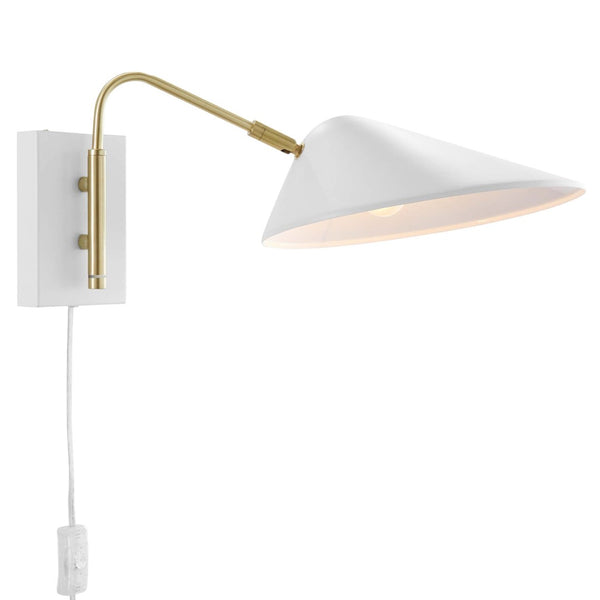 Modway Furniture Journey 7" Swing Arm Wall Sconce - Mid-Century Modern Design for Flexible Task Lighting & Style White EEI-5296-WHI