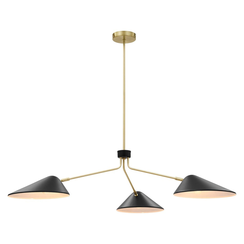 Modway Furniture Journey 3-Light Adjustable Arm Pendant - Elegant Satin Brass Canopy for Modern Spaces & Task Lighting EEI-5297-BLK