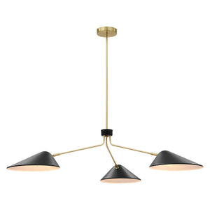 Modway Furniture Journey 3-Light Adjustable Arm Pendant - Elegant Satin Brass Canopy for Modern Spaces & Task Lighting EEI-5297-BLK