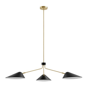 Modway Furniture Journey 3-Light Adjustable Arm Pendant - Elegant Satin Brass Canopy for Modern Spaces & Task Lighting EEI-5297-BLK