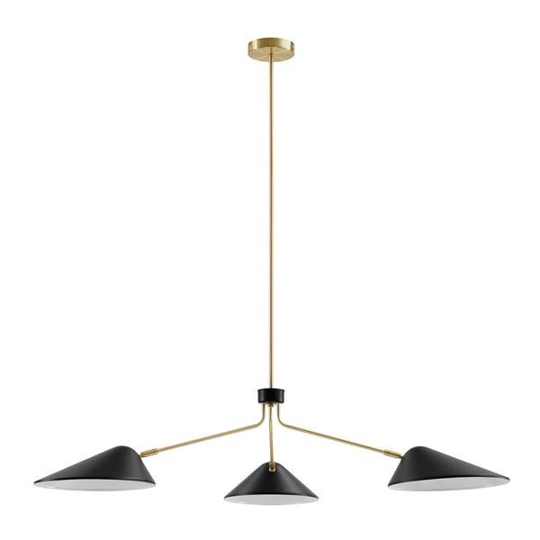 Modway Furniture Journey 3-Light Adjustable Arm Pendant - Elegant Satin Brass Canopy for Modern Spaces & Task Lighting EEI-5297-BLK