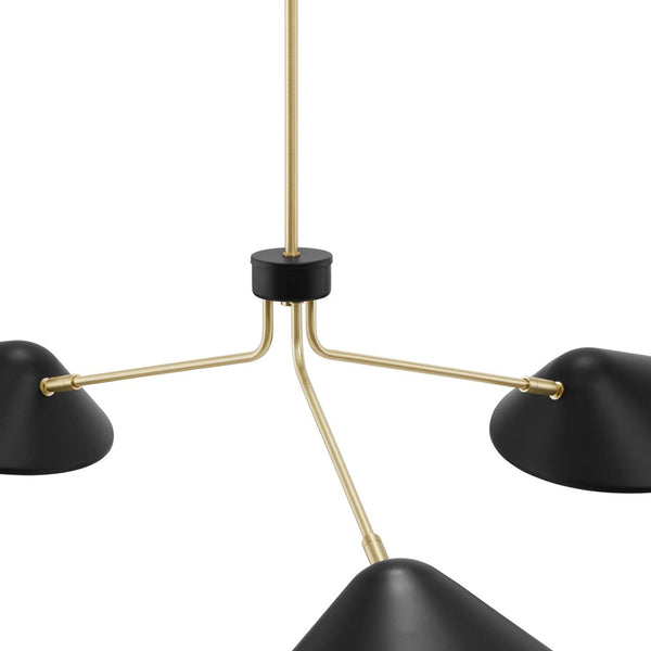 Modway Furniture Journey 3-Light Adjustable Arm Pendant - Elegant Satin Brass Canopy for Modern Spaces & Task Lighting EEI-5297-BLK