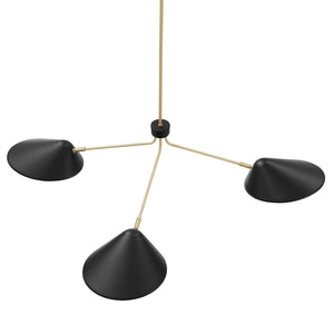 Modway Furniture Journey 3-Light Adjustable Arm Pendant - Elegant Satin Brass Canopy for Modern Spaces & Task Lighting EEI-5297-BLK