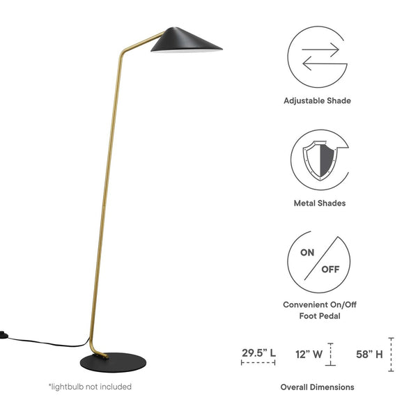 Modway Furniture Journey Standing Floor Lamp - Versatile Modern Light with Adjustable Shade for Any Room Decor EEI-5298-BLK