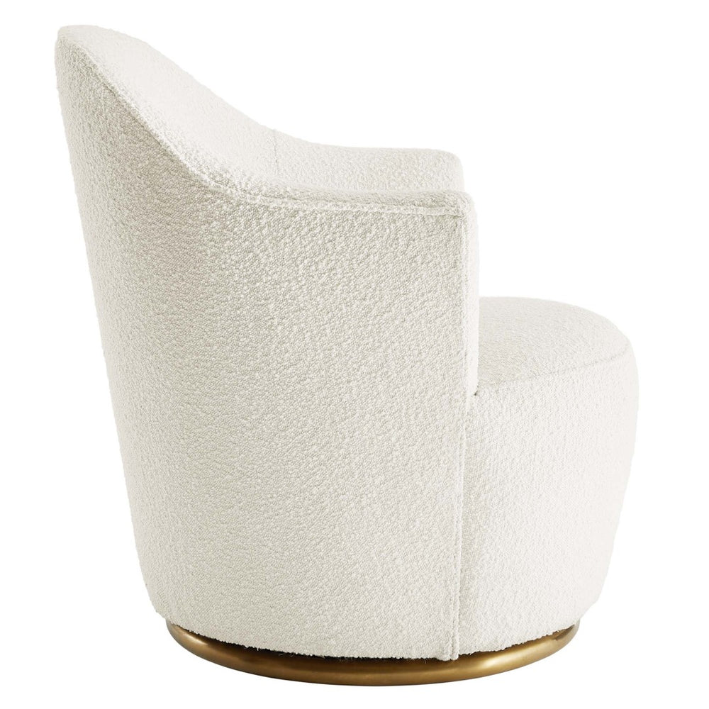 Modway Furniture Nora Boucle Swivel Chair - Luxurious Upholstered Comfort with Gold Base for Modern Living Spaces EEI-5311-WHI
