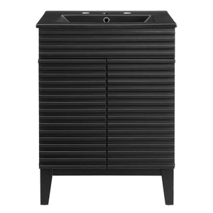 Modway Furniture Render 24" Bathroom Vanity by Modway - Mid-Century Modern Design with Soft-Close Storage Solutions Black Black EEI-5350-BLK-BLK
