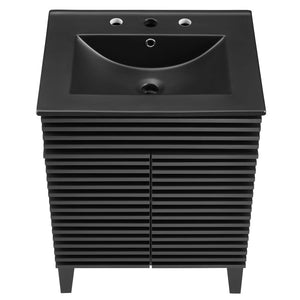 Modway Furniture Render 24" Bathroom Vanity by Modway - Mid-Century Modern Design with Soft-Close Storage Solutions Black Black EEI-5350-BLK-BLK