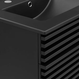 Modway Furniture Render 24" Bathroom Vanity by Modway - Mid-Century Modern Design with Soft-Close Storage Solutions Black Black EEI-5350-BLK-BLK