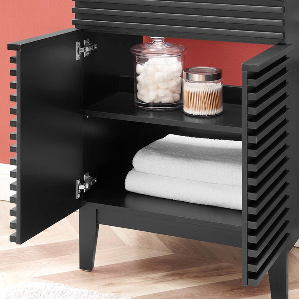 Modway Furniture Render 24" Bathroom Vanity by Modway - Mid-Century Modern Design with Soft-Close Storage Solutions Black Black EEI-5350-BLK-BLK