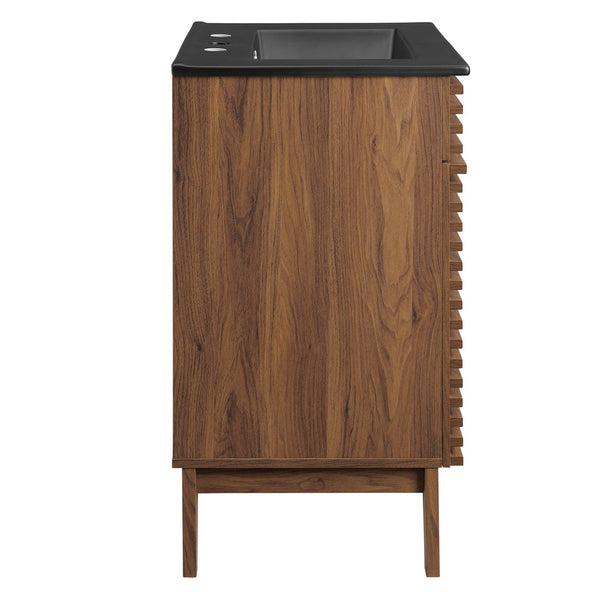 Modway Furniture Render 24" Bathroom Vanity by Modway - Mid-Century Modern Design with Soft-Close Storage Solutions Walnut Black EEI-5350-WAL-BLK