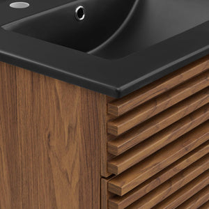 Modway Furniture Render 24" Bathroom Vanity by Modway - Mid-Century Modern Design with Soft-Close Storage Solutions Walnut Black EEI-5350-WAL-BLK