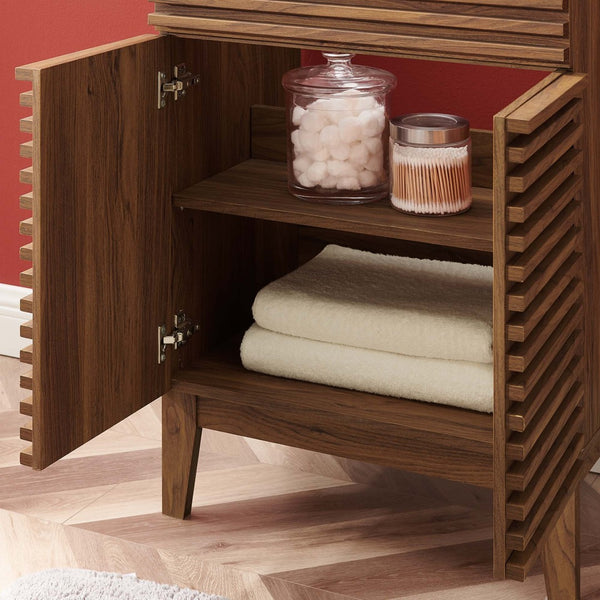 Modway Furniture Render 24" Bathroom Vanity by Modway - Mid-Century Modern Design with Soft-Close Storage Solutions Walnut Black EEI-5350-WAL-BLK