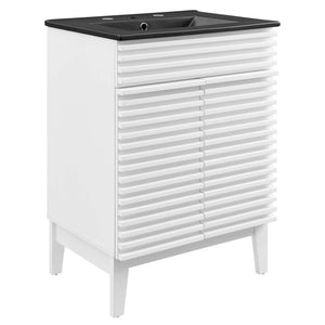 Modway Furniture Render 24" Bathroom Vanity by Modway - Mid-Century Modern Design with Soft-Close Storage Solutions White Black EEI-5350-WHI-BLK