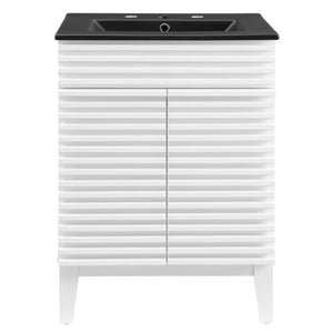 Modway Furniture Render 24" Bathroom Vanity by Modway - Mid-Century Modern Design with Soft-Close Storage Solutions White Black EEI-5350-WHI-BLK
