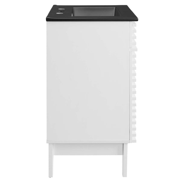 Modway Furniture Render 24" Bathroom Vanity by Modway - Mid-Century Modern Design with Soft-Close Storage Solutions White Black EEI-5350-WHI-BLK