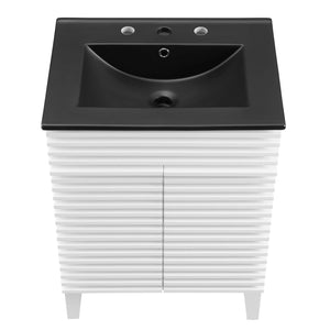 Modway Furniture Render 24" Bathroom Vanity by Modway - Mid-Century Modern Design with Soft-Close Storage Solutions White Black EEI-5350-WHI-BLK