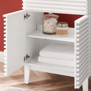 Modway Furniture Render 24" Bathroom Vanity by Modway - Mid-Century Modern Design with Soft-Close Storage Solutions White Black EEI-5350-WHI-BLK