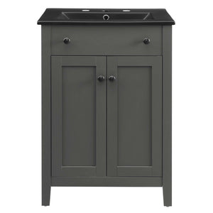 Modway Furniture Nantucket 24" Bathroom Vanity - Modern Design with Curved Basin, Soft-Close Doors & Storage Solutions Gray Black EEI-5354-GRY-BLK