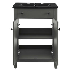 Modway Furniture Nantucket 24" Bathroom Vanity - Modern Design with Curved Basin, Soft-Close Doors & Storage Solutions Gray Black EEI-5354-GRY-BLK