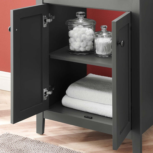 Modway Furniture Nantucket 24" Bathroom Vanity - Modern Design with Curved Basin, Soft-Close Doors & Storage Solutions Gray Black EEI-5354-GRY-BLK