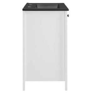 Modway Furniture Nantucket 24" Bathroom Vanity - Modern Design with Curved Basin, Soft-Close Doors & Storage Solutions White Black EEI-5354-WHI-BLK