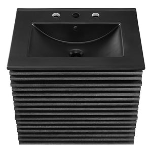 Modway Furniture Render 24" Wall-Mount Bathroom Vanity - Modern Mid-Century Floating Design with Ample Storage Space Charcoal Black EEI-5364-CHA-BLK