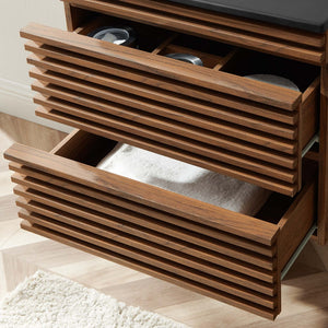 Modway Furniture Render 24" Wall-Mount Bathroom Vanity - Modern Mid-Century Floating Design with Ample Storage Space Walnut Black EEI-5364-WAL-BLK