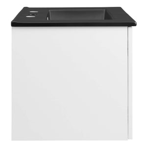 Modway Furniture Maybelle 24" Wall-Mount Bathroom Vanity - Modern White & Black with Soft-Close Doors & Storage EEI-5370-WHI-BLK
