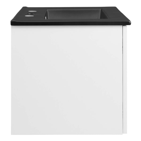 Modway Furniture Maybelle 24" Wall-Mount Bathroom Vanity - Modern White & Black with Soft-Close Doors & Storage EEI-5370-WHI-BLK