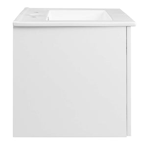 Modway Furniture Maybelle 24" Wall-Mount Bathroom Vanity - Sleek White Design with Integrated Sink & Soft-Close Doors EEI-5379-WHI-WHI