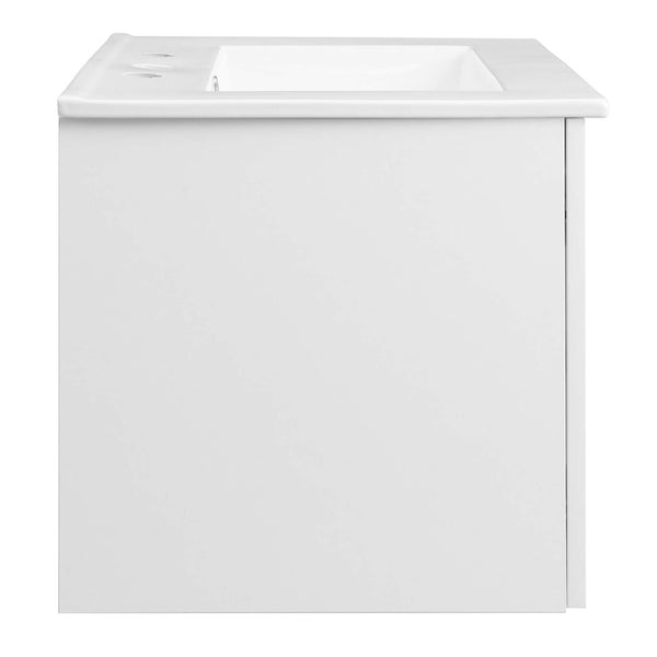 Modway Furniture Maybelle 24" Wall-Mount Bathroom Vanity - Sleek White Design with Integrated Sink & Soft-Close Doors EEI-5379-WHI-WHI