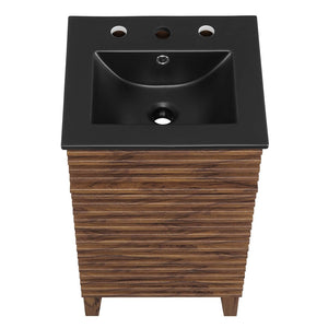 Modway Furniture Render 18" Bathroom Vanity: Mid-Century Modern Design with Curved Basin and Soft-Close Door Walnut Black EEI-5391-WAL-BLK