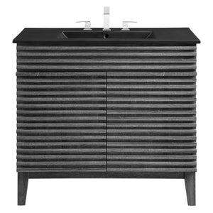 Modway Furniture Render 36" Mid-Century Modern Bathroom Vanity with Integrated Sink and Ample Storage Solutions Charcoal Black EEI-5396-CHA-BLK